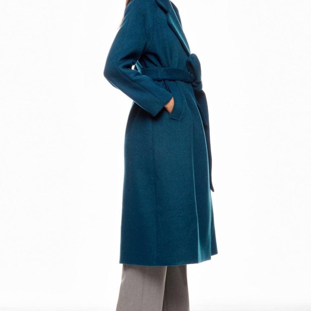 Peter Som Collect Teal Women's Coat L wool blend - Picture 3 of 10